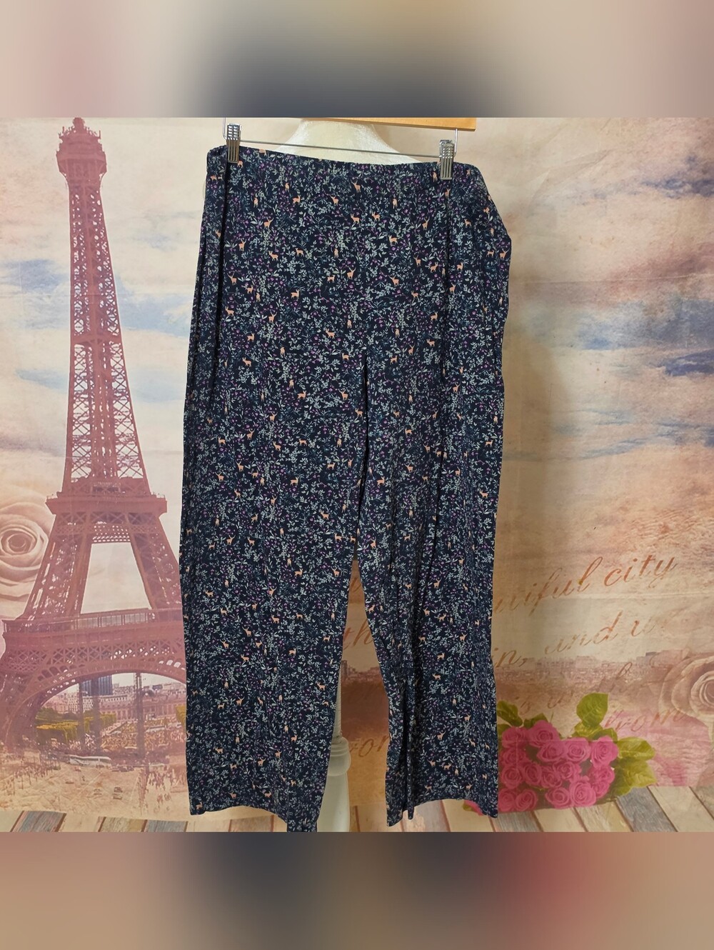 J. Jill Navy Floral Sleep Pants Sz L